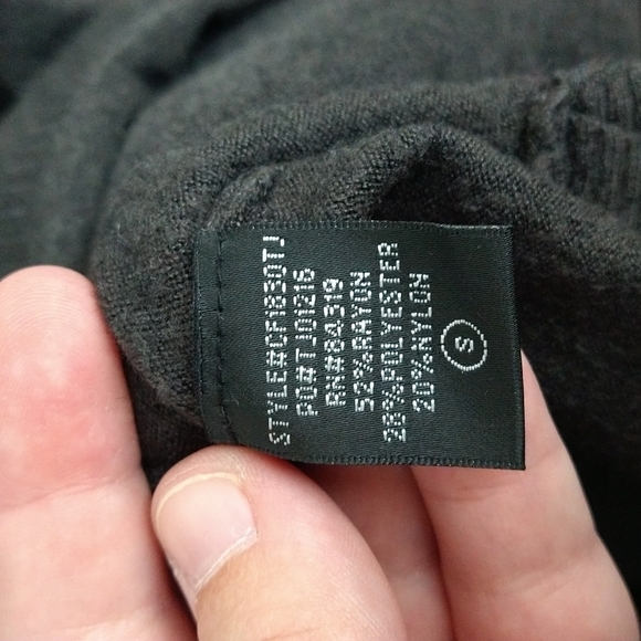 $Cyrus dark grey hooded pullover lightweight pocket ribbed sleeve sweater Size S - Picture 7 of 9